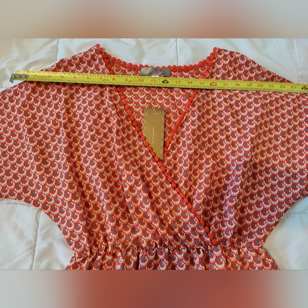 NWT Francesca's Collection Adorable "Mya'n Bohemian Midi Dress (Medium) 🧡🤍🩵🧡 - Picture 10 of 16